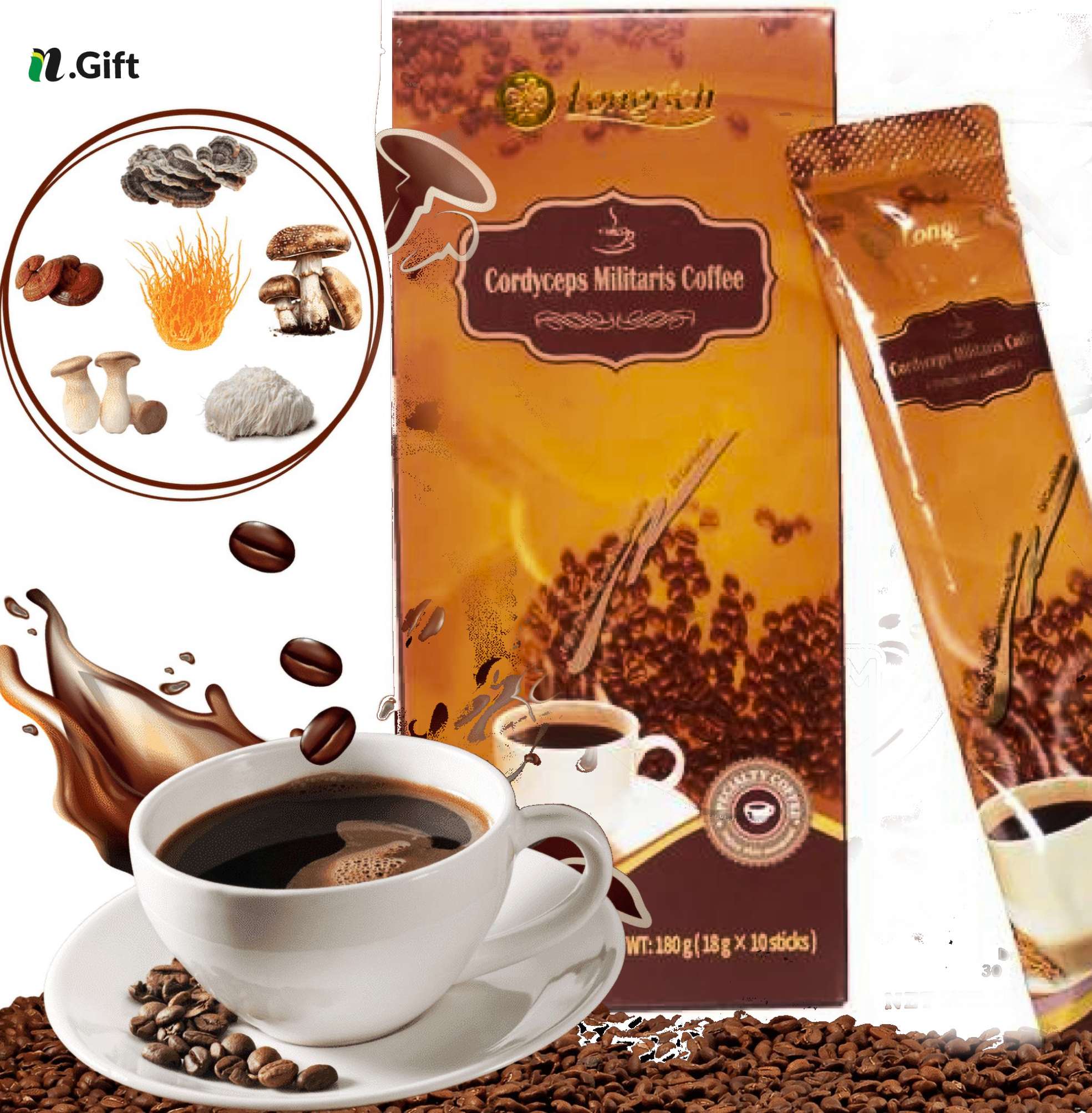 Café décaféiné enrichi au Cordyceps